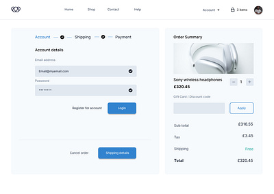 Checkout page design on account account card design logo ui uiux ux