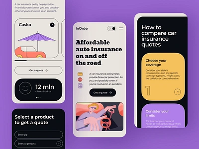 Responsive | InOrder animated animation car insurance design desire agency graphic design insurance insurance company landing landing page mobile motion motion design motion graphics responsive responsive design ui web web site website