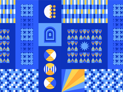 Geometry Pattern blue flat design geometric icons geometric illustration geometric shapes geometry icon set illustration pattern pattern desgin vector