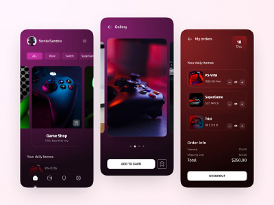 Gaming e-commerce application add to card application buy consule e commerce fifa game light navigation photography playstation shop slider sony ui