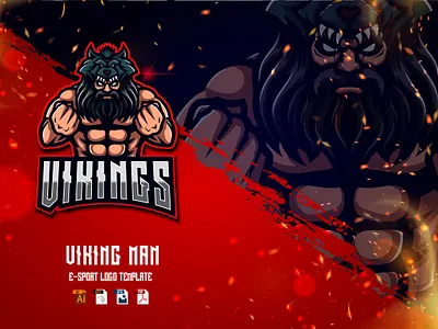 Viking Man with Wolf Head E-sport Logo design esport game gaming graphic design illustration logo man mascot nordic sport team vector viking