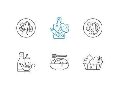 Restaurant menu line icons cafe design eating food icon line menu pasta restaurant service steak style vector vegetarian