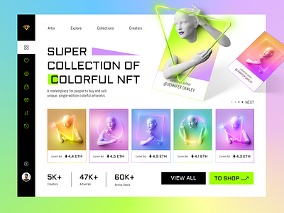 Colorful NFT Hero Page 3d branding design graphic design landing nft trend ui ux web