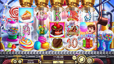 Main Interface for the slot game "Sweet & Spins" casino design digital art gambling gambling art gambling design game art game design graphic design main ui reels reels art reels design reels development slot art slot design slot development sweet slot sweet themed slot ui