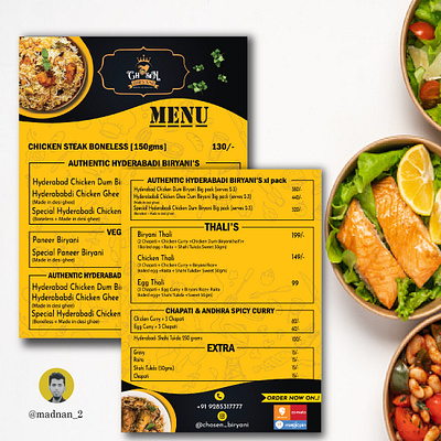 Choice Biryani Menu advert branding design graphicdesign illustration leaflet design logo menu ui ux vector