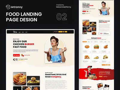 Restaurants Landing Page Design food ui ui uiux