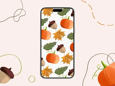 Autumn wallpaper acorn autumn design tools fall flat design graphic design leaves pattern pumpkin ui vector art