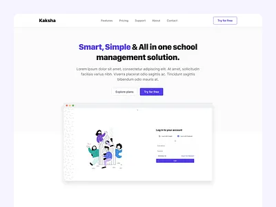 School Management Solution clean design illustration landingpage management school solution ui ux web