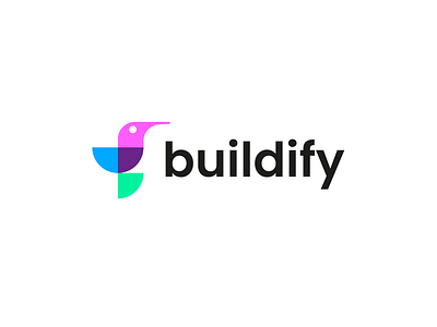 buildify automation bird build clever coding colibri creative developer development hummingbird logo minimal simple technology tool