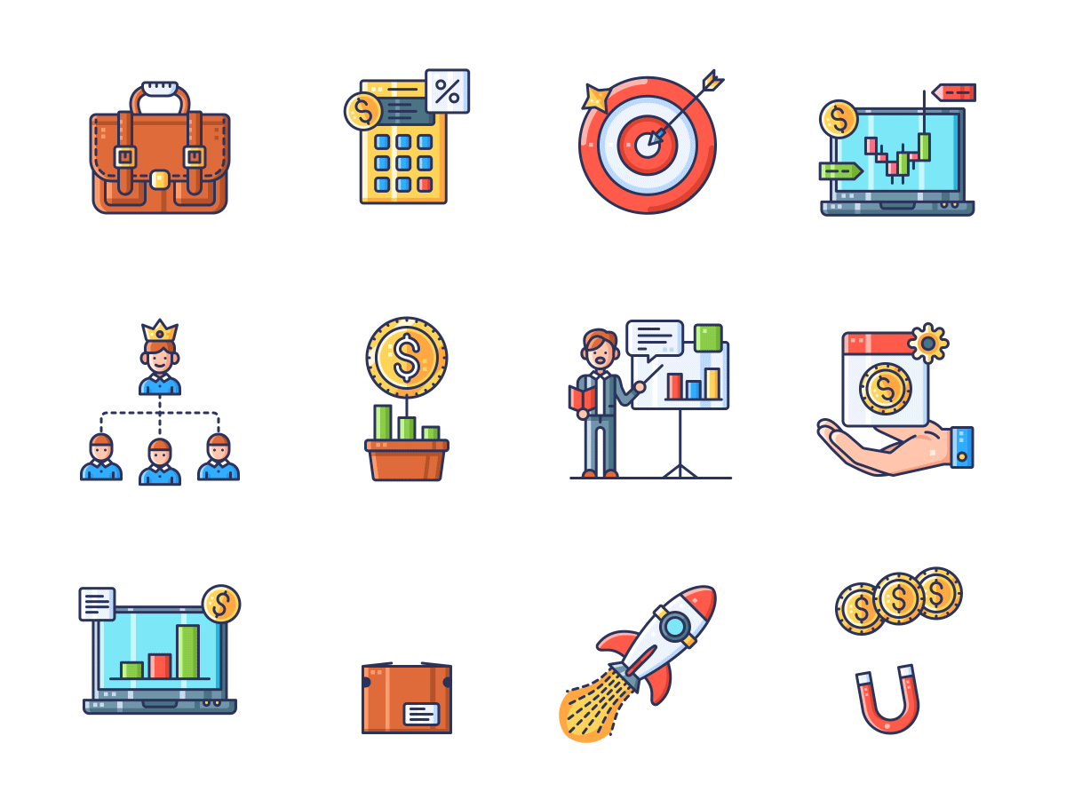 Business & Finance Animations Set after effect animated icons animation business businessman finance growth icon icon set investment job money motion motion graphic outlined people profit start up stock