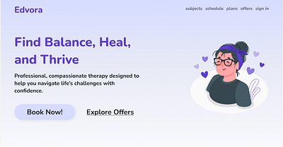 Edvora - website UI/UX design (Therapy Website) figma graphic design ui