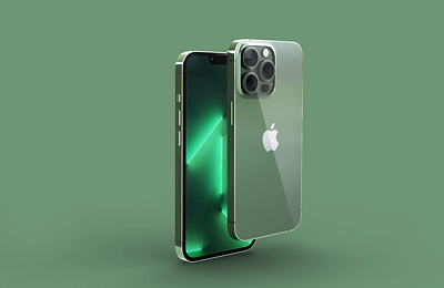 Iphone 13 pro mockup design 13 2022 3d green iphone mobile designer mock mockup mockup design new pro render ui up ux