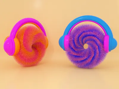 3D Furry Torus 3d 3d designer blue cinema 4d design flat fur furry graphic design hair headphone illustration orange pink purple ring torus ui