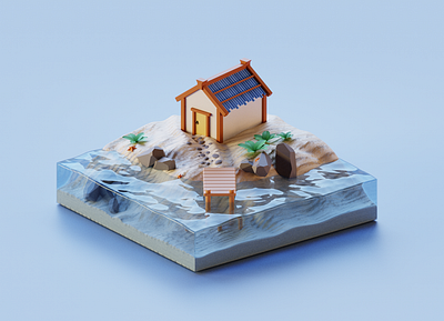 villa lowpoly 3d 3dart blender illustration lowpoly