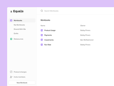 New sidebar design dashboard design equals home icons navigation product sidebar spreadsheet ui ux workbooks