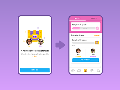 Friends Quest chest duolingo education friends gamification gamify language product design quest social