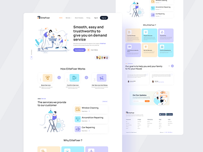 HomeService Landing Page design figma illustration interface landing page service trending ui ux webdesign