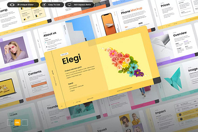 Free Elegi Multipurpose Template clean colorful company corporate google slides keynote modern multipurpose multipurpose template photography pitch deck portfolio powerpoint presentation studio template unique web design web development website