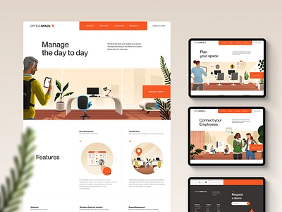 Product page design brand identity branding features page homepage illustration office product saas saas design web design