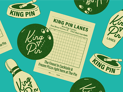 King Pin Lanes bar bowling bowling ball bowling pin design illustration mid-century nostalgia retro type typography vector