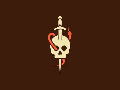 Skull and Dagger 🤘🏻 blue branding dagger gold icon identity design illustration mark metal occult red skull skull icon snake sword vector