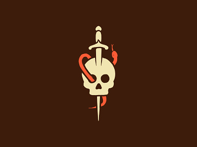 Skull and Dagger 🤘🏻 blue branding dagger gold icon identity design illustration mark metal occult red skull skull icon snake sword vector