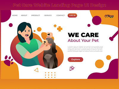 Pet Care Service Website Landing Page UI Design animals care cat clean design dog homepage illustration landing page pet petcare pets petshop puppy service ui uiux veterinary web webdesign