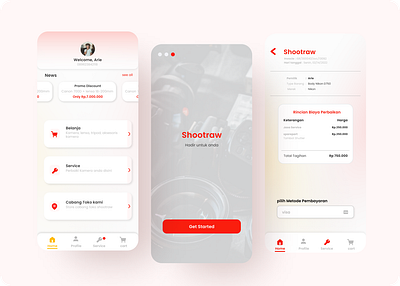 Mobile App Service & Shop Camera mobile app ui ui ux user interface