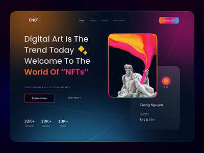 NFT Collection Landing Page Design colorful dark gradient gradient design graphic design landing landing page nft nftcollection nftmarketplace ui uiux web