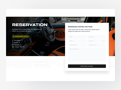 Landing page for a car rental website branding ui