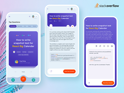 I put some stacks in StackOverflow mobile view android app apps blue theme ios app minimal design minimal ui stackoverflow ui