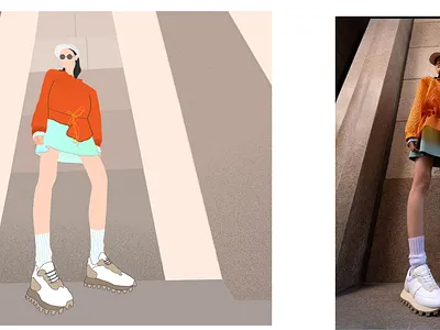 Fashion Model Illustration character character illustration fashion model girl street style sunglass sunglasses texture effect