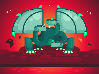 The Guardian character creature design dragon flat geometric illustration vector