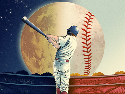 The Longest Game alexander wells baseball conceptual digital editorial folioart illustration sport