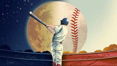 The Longest Game alexander wells baseball conceptual digital editorial folioart illustration sport