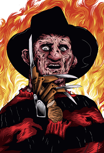 Freddy!! dark art digital illustration fantasy art freddy kreuger illustration line art procreate