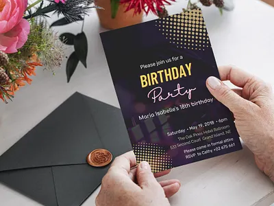 modern birthday party invitation flyer abstract art birthday card birthday party birthday party invitation calligraphy design flyer design graphic design illustration invitation card mockup modern flyer party invitation rsvp save the date