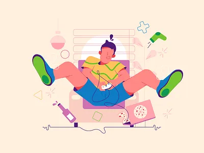 Game console background branding business cartoon design illustration logo person ui vector