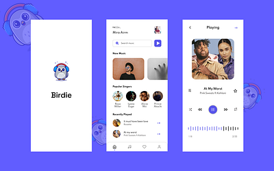 Birdie- music app ui ui design