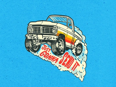 Mother Truckin Stickers! blue collar draw gasser illustration ratrod stickers tough truck trucks