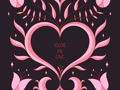 You're My Fave adobe fresco art licensing available to license galentine graphic design greeting card hand lettered hand lettering illustration ipad artist lettered lettering valentine vintage inspired