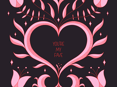 You're My Fave adobe fresco art licensing available to license galentine graphic design greeting card hand lettered hand lettering illustration ipad artist lettered lettering valentine vintage inspired