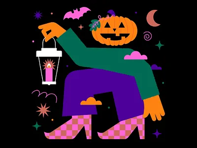 A pumpkin in heels autumn design gif halloween illustration pumpkin seasonal september