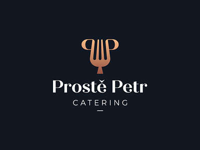 PERSONAL LOGO FOR CATERING COMPANY black brand catering cook food fork gold letter letter p logo logo design luxury modern schef vector