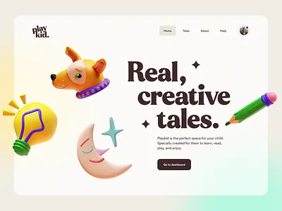 Playkid – Landing Hero 3d branding colorful design desktop graphic design illustration kids landing landing page logo minimal product design ui ui design ux