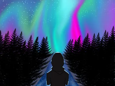 AURORA VIEW 3d animation aurora branding colourful design graphic design illustration logo motion graphics nature night outdoor scennery ui vector view