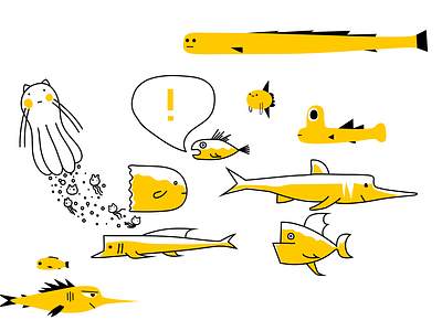 meanwhile animal aquatic birth cartoon character design dribbble fish fishing food github illustration mascot ocean octocat sea tech