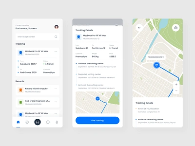 Package Tracker Mobile App app cargo cargo shipping clean courier delivery app delivery tracking graphic design minimalist mobile app package parcel shipping track tracker app tracking ui ux