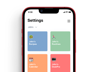 Autonomous living App - Settings screen android app app design calendar caregiver clean colorful concept custom design ios mobile mobile ui recipes routine settings sketch tasks ui ux