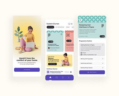 UpSkill App - Online Learning App app design ui ux